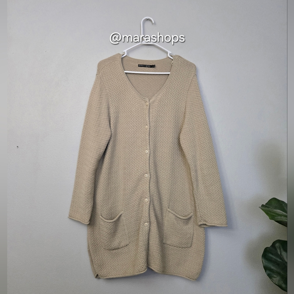 Gudrun Sjoden Knit Beige Long Cardigan Sweater